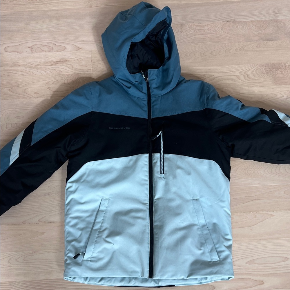 Obermeyer Blue and Black Hooded Jacket kids size large (14-16)